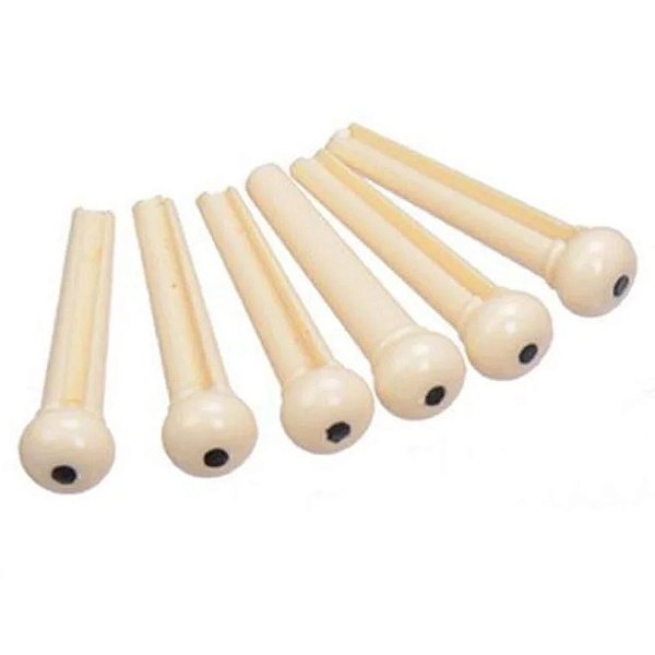 Kit Com 06 Pinos De Plastico Em Abs Para Violao Aco Marfim A021IVY