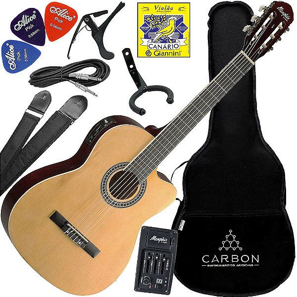 Kit Violão Eletroacústico Nylon Tagima Memphis AC-60 EQ Natural Vx02