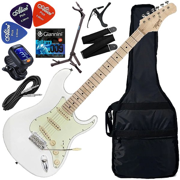 Kit Guitarra Elétrica Strato Tagima T635 Classic Wh Lf/Mg Branco Gx02
