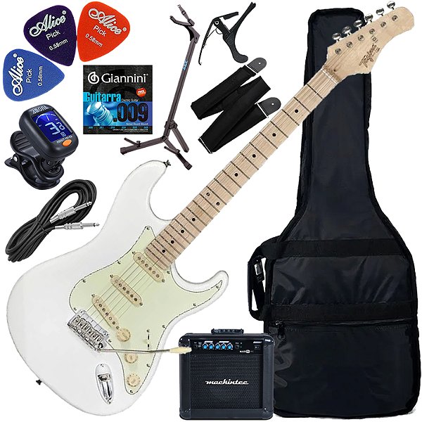 Kit Guitarra Elétrica Strato Tagima T635 Classic Wh Lf/Mg Branco Gx03