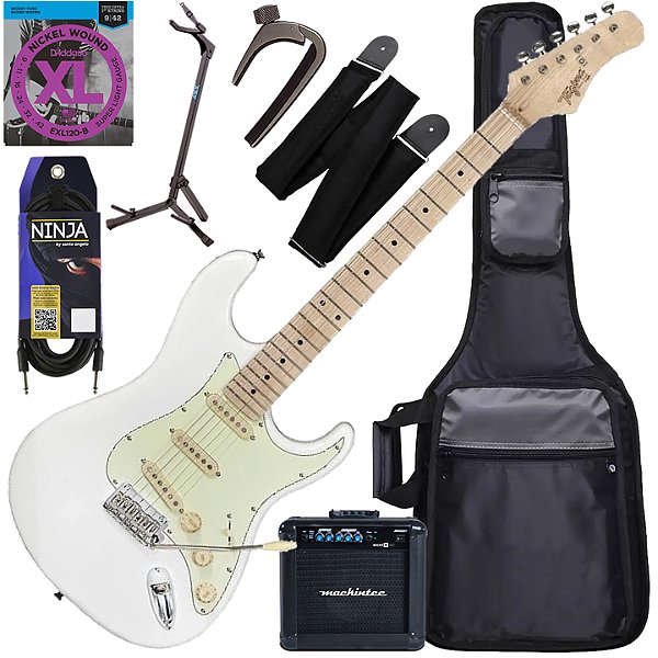Kit Guitarra Elétrica Strato Tagima T635 Classic Wh Lf/Mg Branco Gx04