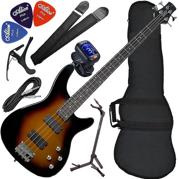 Kit Baixo 4 Cordas Ativo Waldman HH GBW-100A Brown BS Bx02