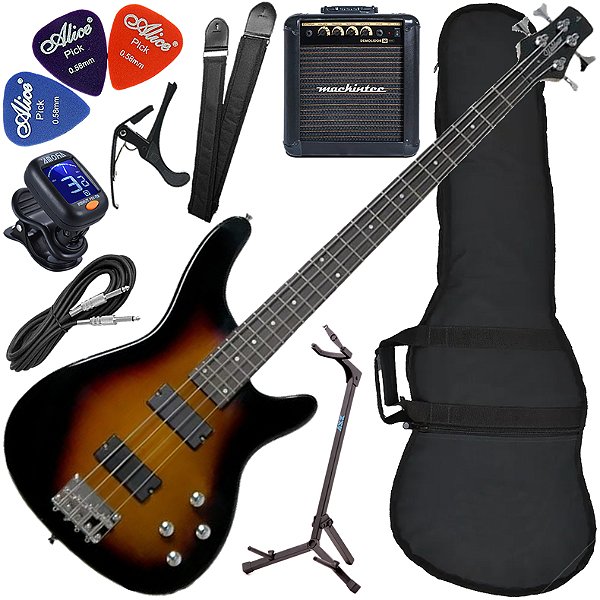 Kit Baixo 4 Cordas Ativo Waldman HH GBW-100A Brown BS Bx03