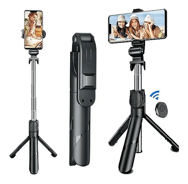 Bastão Pau de Selfie Bluetooth XT-02 Retrátil Suporte Tripé