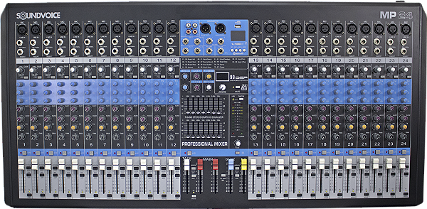 Mesa de Som Analógica Soundvoice MP24 de 24 Canais + USB