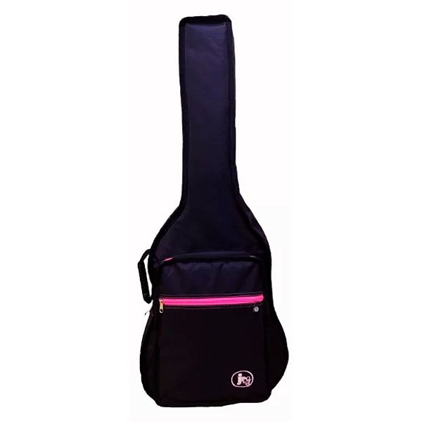 Capa Bag Violão Folk Acolchoada Cargo Extra Color Rosa
