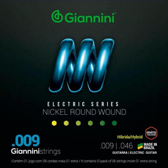 Encordoamento Para Guitarra .009 Giannini GEEGSTH9 Série Híbrida