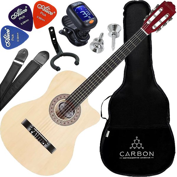 Kit Violão Elétrico Nylon Waldman PPCE-1 NT Natural Vx04