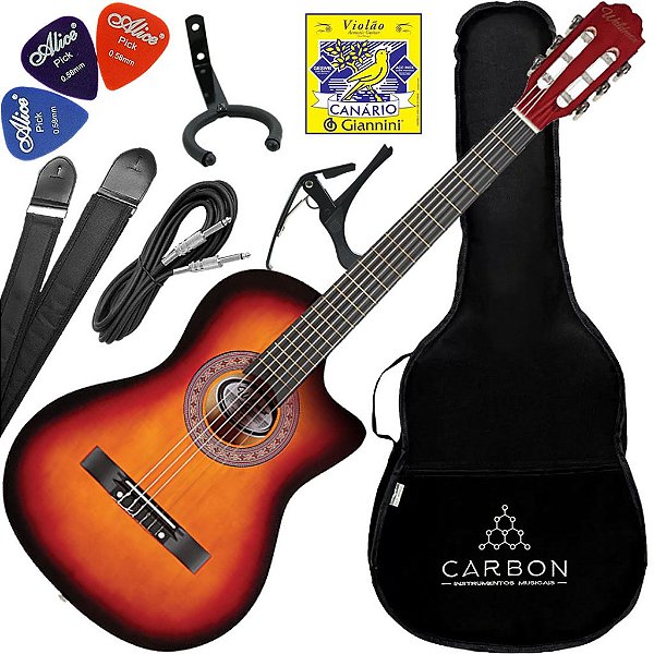 Kit Violão de Nylon Waldman PPCE-1 SB Sunburst Vx02