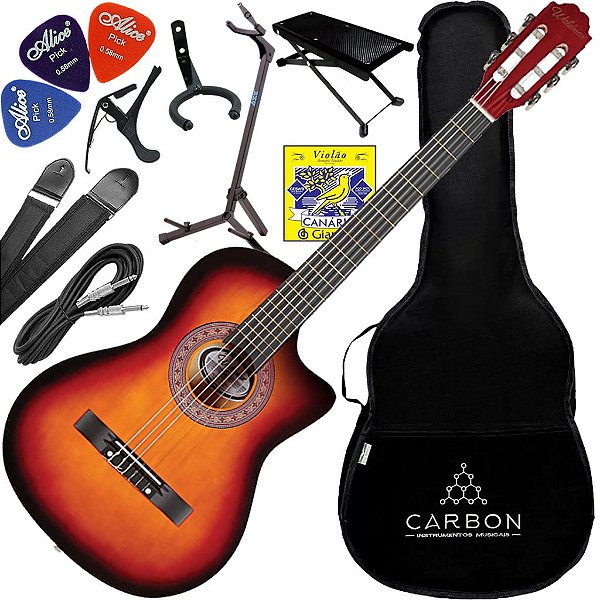 Kit Violão de Nylon Waldman PPCE-1 SB Sunburst Vx03