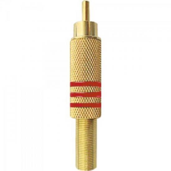 Plug RCA Macho 6/7mm Com Mola 3FXA Tarja Vermelha Genérico Storm - DEZ / 10