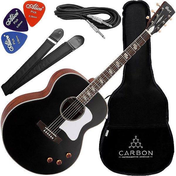 Kit Violão Elétrico Jumbo Cort Cj Retro Vbm Pré Fishman Vx01