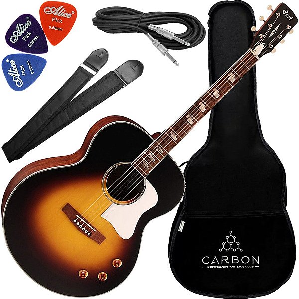 Kit Violão Eletroacústico Jumbo Cort Cj Retro Vsm Pré