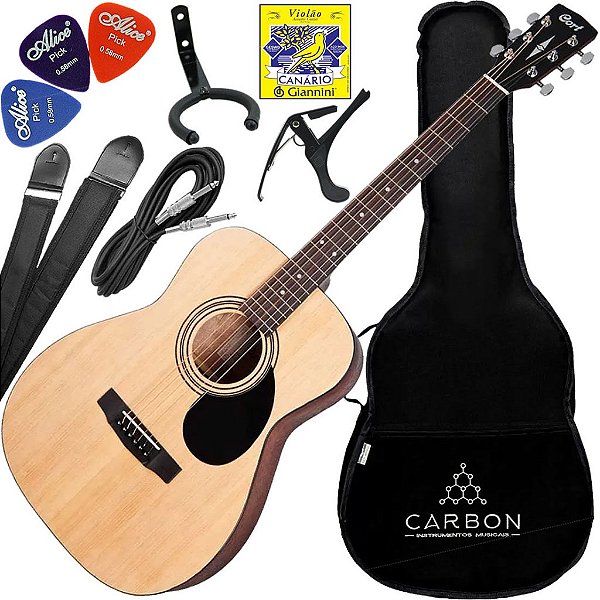 Kit Violão Cort AF510EDX OP Folk C/ Afinador Open Pore Natural Vx02