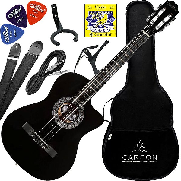 Kit Violao Eletroacustico Nylon Waldman Ppce4 Eq Bk Preto Vx02
