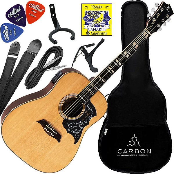 Kit Violão Eletroacústico Michael Galaxy Folk VM925DT ST Natural Satin Vx02