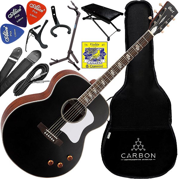 Kit Violão Eletroacústico Jumbo Cort Cj Retro Vbm Pré Fishma
