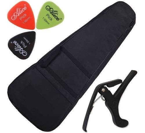Kit Capa Acolchoada Para Violão Folk C/ Palhetas Capotraste