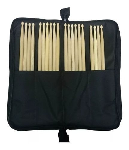 Capa Porta Baquetas Almofadada Com 10 Pares De Baquetas