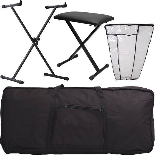 Kit Acessórios De Teclado C/ Banqueta Capa Cobertura Suporte