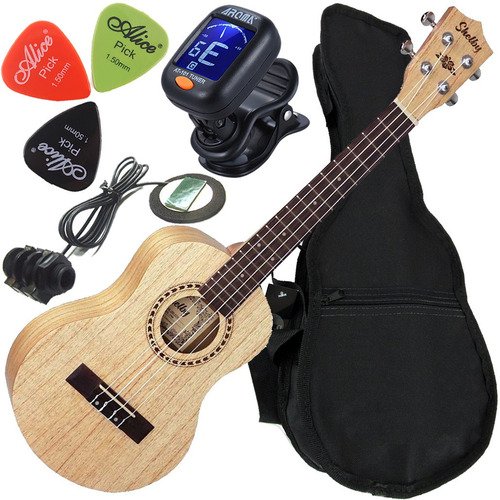 Kit Ukulele Eletroacústico Tenor Shelby Su25d Cedro Branco