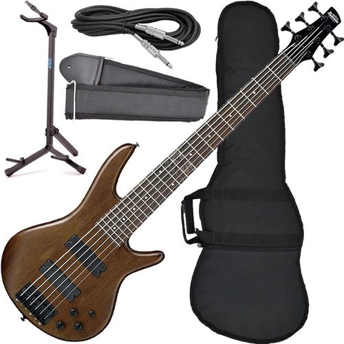 Kit Contra Baixo Ibanez 6 Cordas Gsr206 Wnf C/ Acessórios