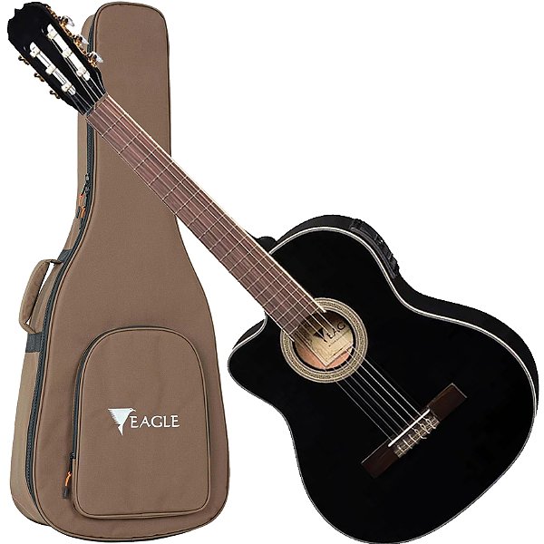 Violão Eletroacústico Eagle Nylon Canhoto Ch800 Bk Lh