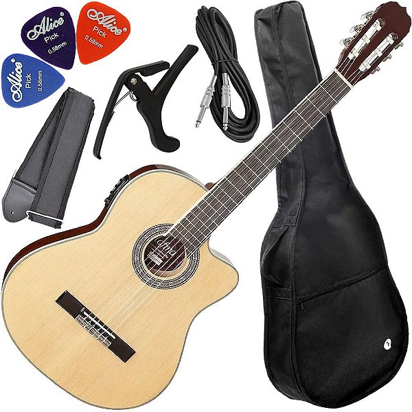 Kit Violão Hofma Clássico Flat Eletroacústico Nylon Hmc 225f