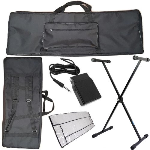 Kit Capa Master Luxo Teclado 5/8 Acolchoada Preto Acessórios