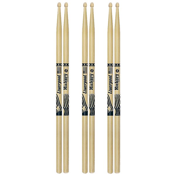 3 Pares Baqueta American Hickory Series 7a Madeira Liverpool