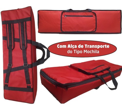 Capa Bag Para Teclado Yamaha Psr-ew300 Master Luxo Vermelho