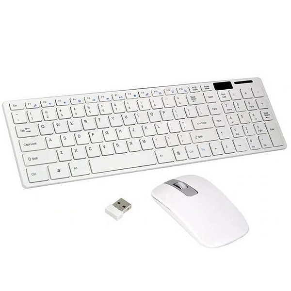 Kit Teclado + Mouse Wireless S/fio Ultra Slim 2.4 Ghz Branco