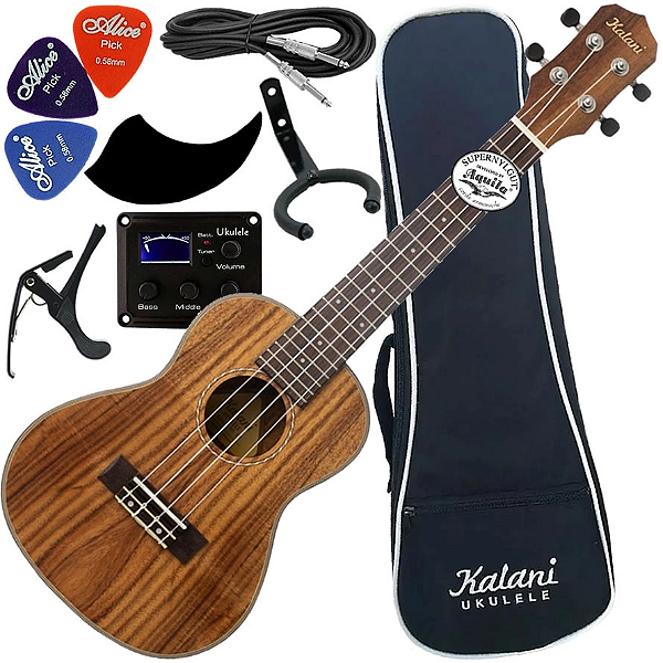 Kit Ukulele Kalani Concerto Elétrico Kal330 Ck Eq Kayke Koa