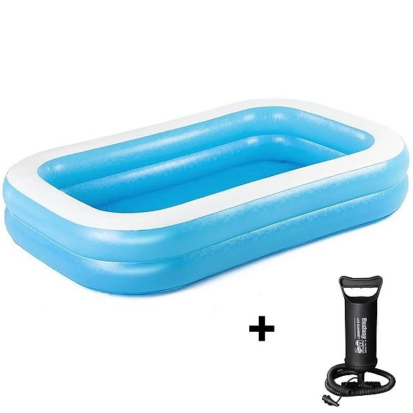 Piscina Retangular Inflável 778l+ Bomba De Ar Manual Bestway