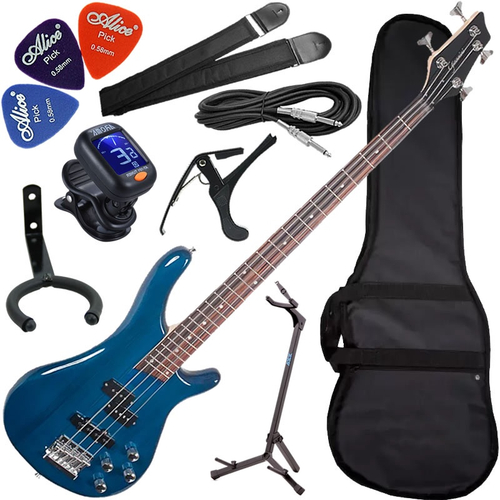 Kit Contra Baixo Elétrico Giannini 4 Cordas Gb200a Tbl Azul