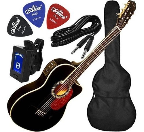 Kit Violão Di Giorgio Nylon Equalizador Havana Black I I