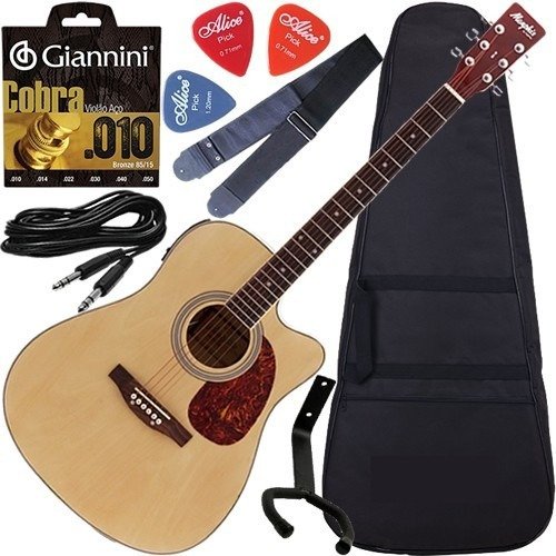 Kit Completo Violão Folk Eletroacústico Md18 Tagima C/ Capa
