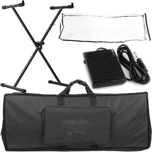 Kit Para Teclado Com Capa + Pedal + Suporte + Cobertura