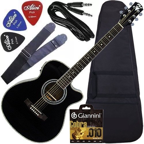 Kit Violão Elétrico Com Afinador Px188 Bk Phx Frete Grátis