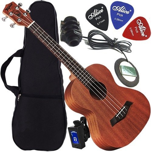Kit Ukulele Tenor Canhoto Tagima 27k Elétrico Com Captador