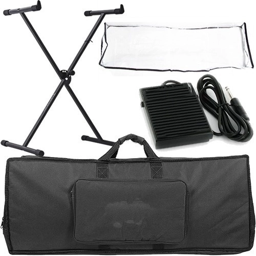 Kit Para Teclado 6/8 Com Capa + Pedal + Suporte + Cobertura