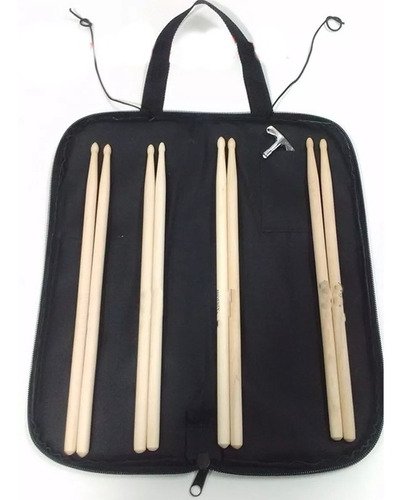 Capa Para Baquetas De Bateria + 4 Pares De Baquetas 7a Ou 5a