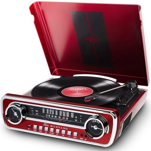 Toca Discos Vinil Usb Aux 4 Em 1 Mustang Lp Ion Frete Grátis