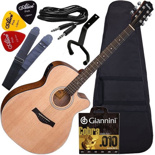 Kit Violão Eletroacústico Shelby Eq 3 Bandas Aço Sga-194c