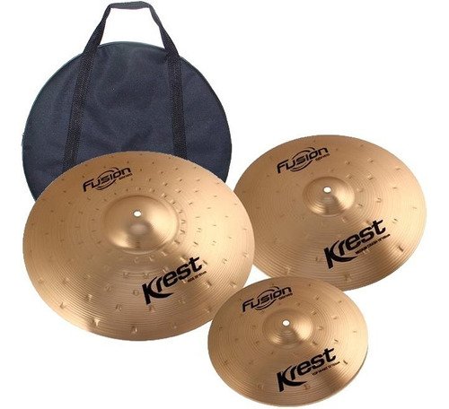 Kit Pratos De Bateria Krest B8 Fusion 13 16 20 Fset4 c/ Bag