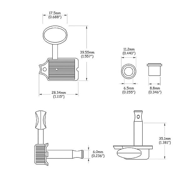 Tarraxa Para Guitarra Dourada R6 Vintage Spirit J55-GD-R6
