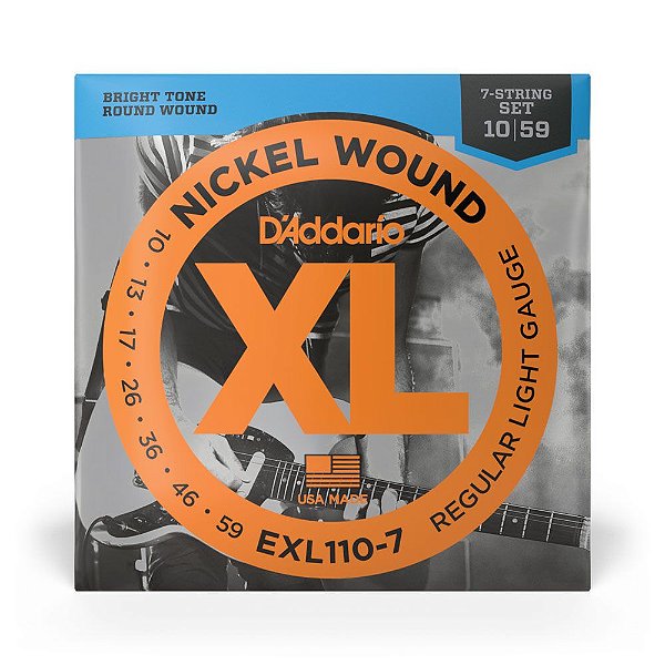 Encordoamento Guitarra 7C 10-59 D Addario XL Nickel EXL110-7