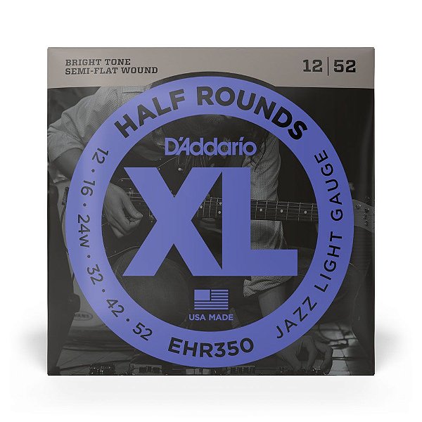 Encordoamento Guitarra 12-52 D Addario Half Rounds EHR350