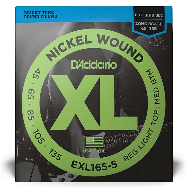 Encordoamento Baixo 5C 45-135 D Addario XL Nickel EXL165-5