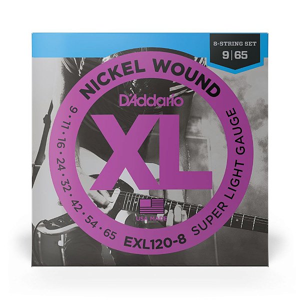 Encordoamento Guitarra 8C 09-65 D Addario XL Nickel EXL120-8